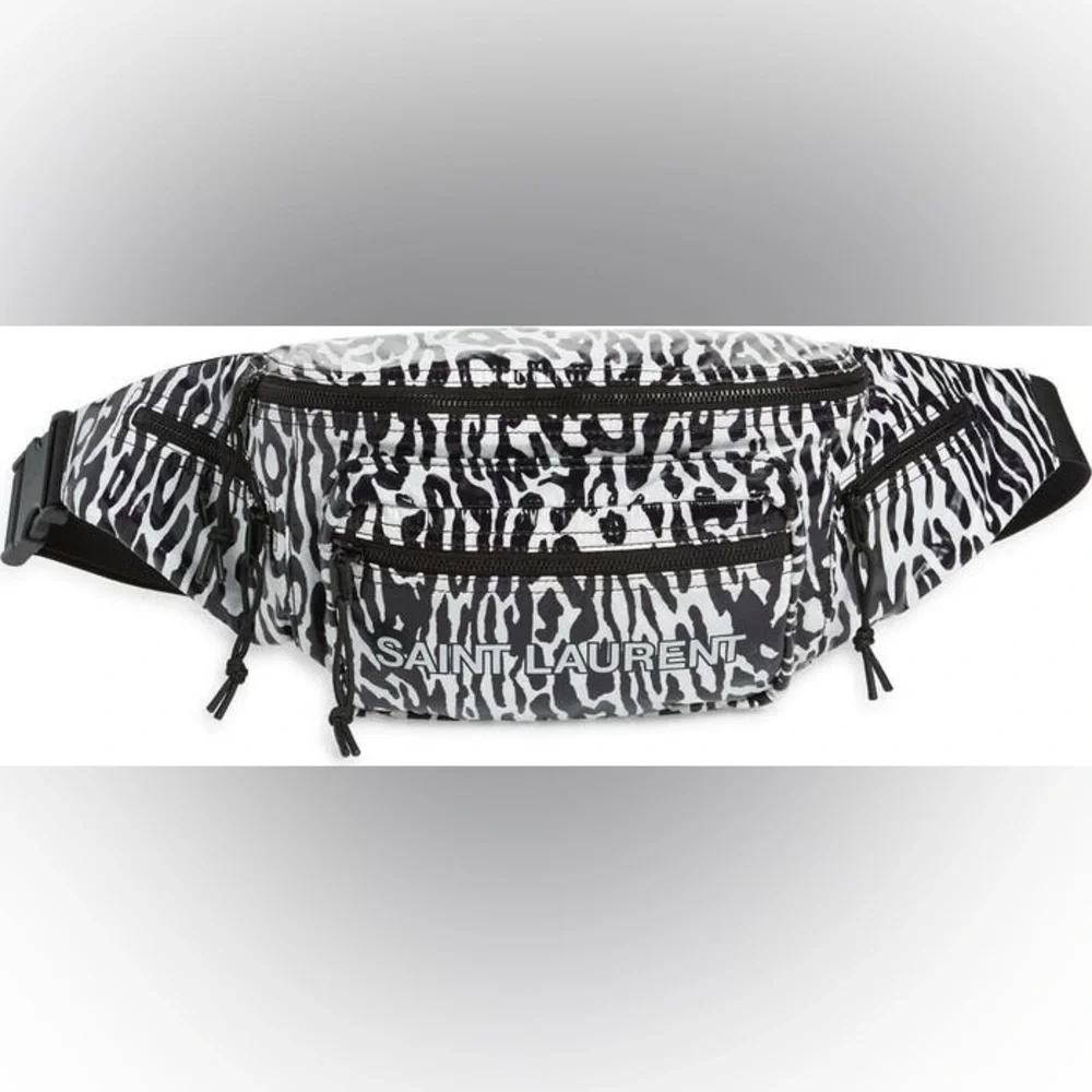 Saint Laurent Black and White Zebra Cosmetic Bag with Silver Accents - Picture 3 of 10